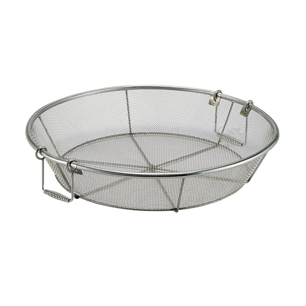 MT18-8浅型揚げザル５５㎝　バネ取手付