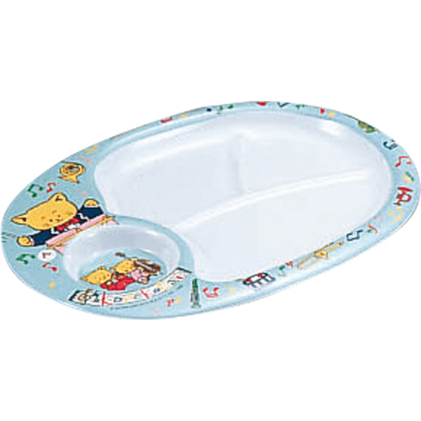 千羽鶴こねこたいランチ皿ブルーL101