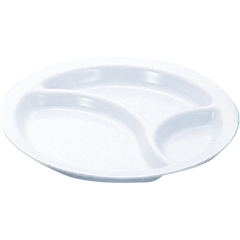 千羽鶴№５６丸ランチ皿新型３ツ切(白)