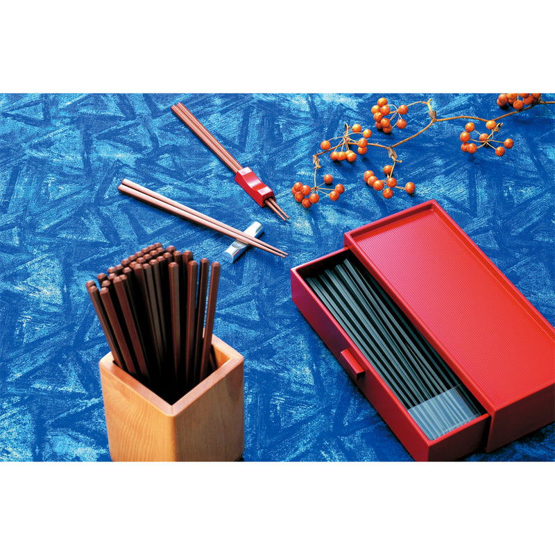 箸箱・カスター付(赤)引出式 M10-976