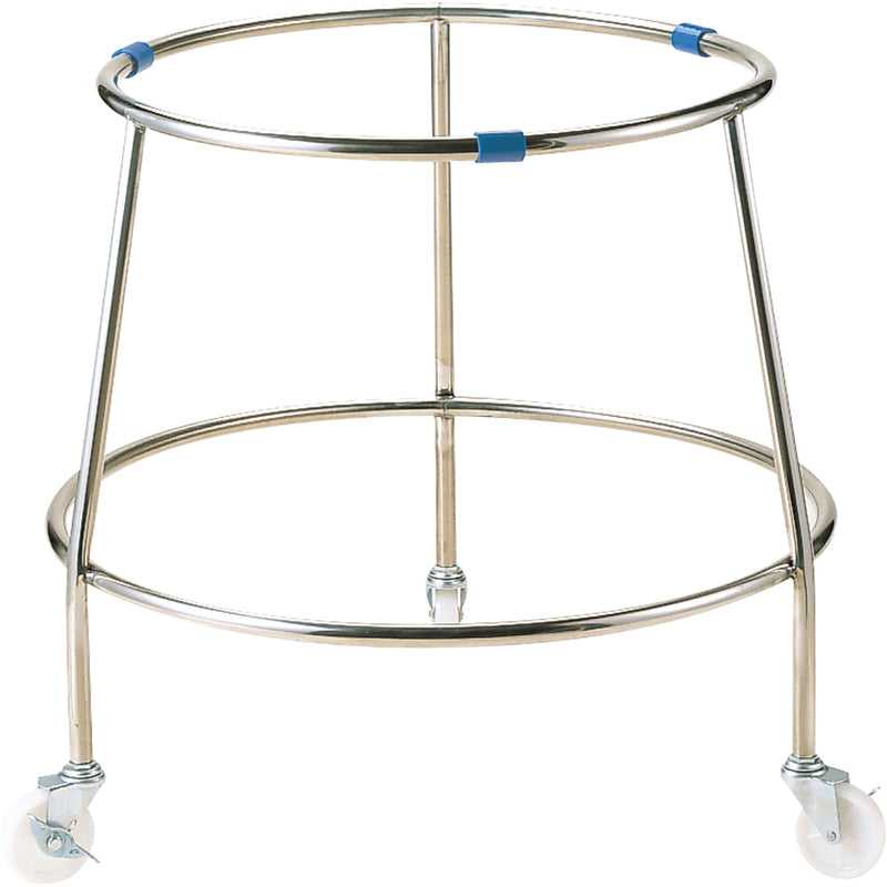 MT18-8丸型ざる置き台Ｈ-Ｃ(白ｷｬｽﾀｰ付)