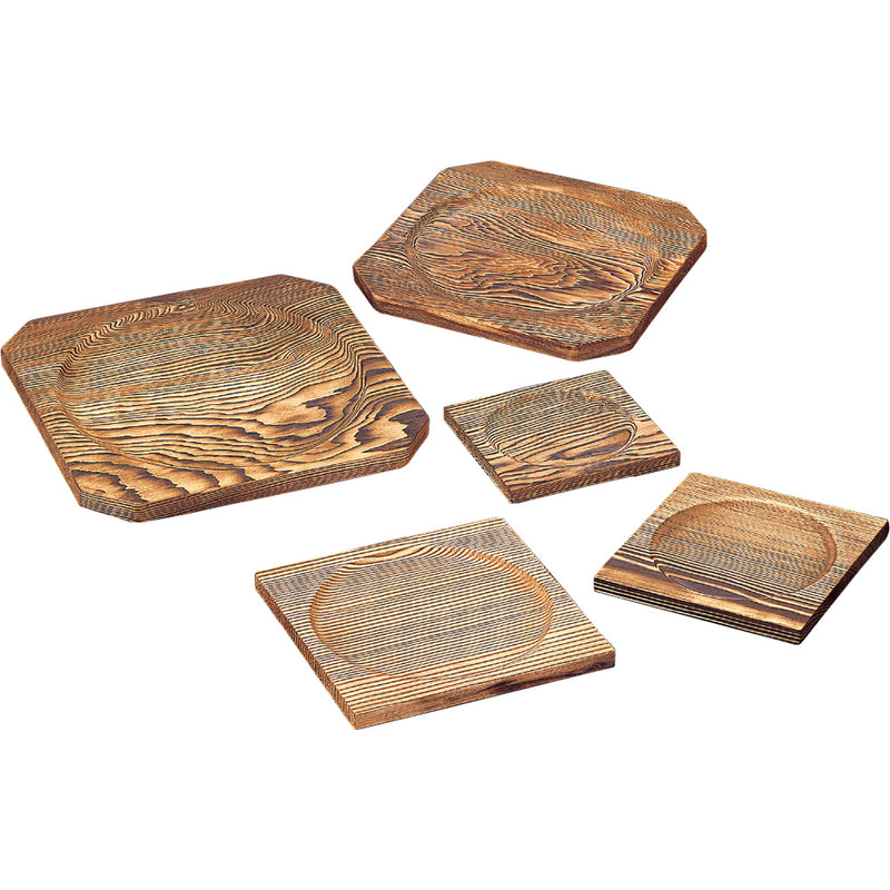 焼杉段付敷板２１×２１cmM40-479