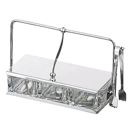 M№５５３ガラス薬味入３ヶ仕切