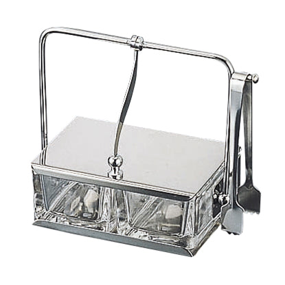 M№５５２ガラス薬味入２ヶ仕切