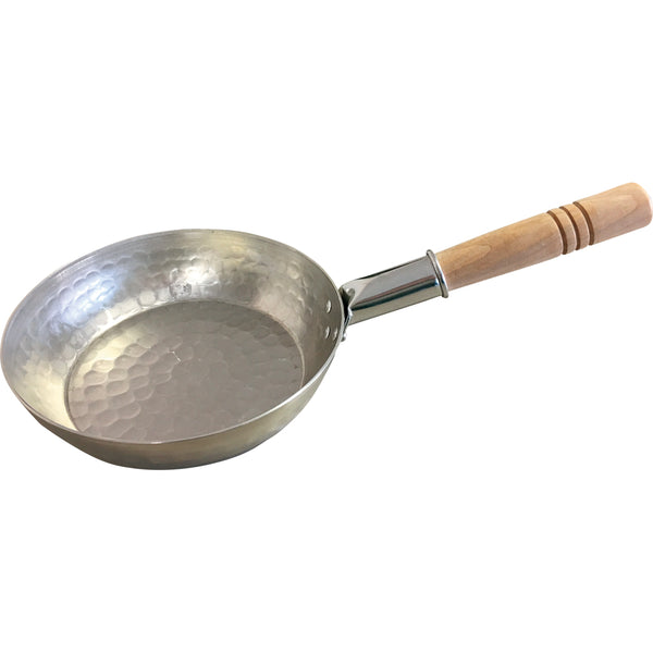 アルミ浅型雪平鍋１８㎝横手木柄付