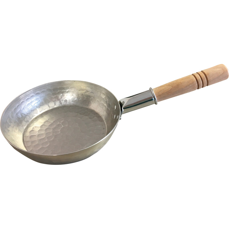 アルミ浅型雪平鍋１８㎝横手木柄付