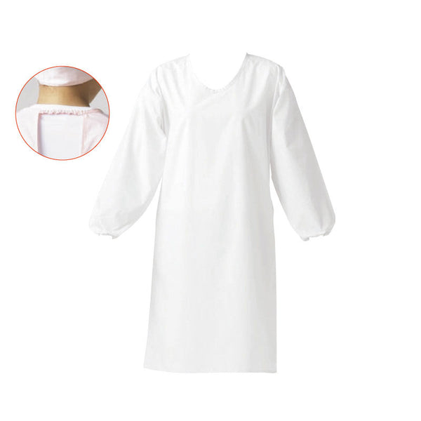 ｳﾙﾄﾗﾄﾞﾗｲｴﾌﾟﾛﾝ 袖付･ｺﾞﾑ E1204-0G ﾎﾜｲﾄ