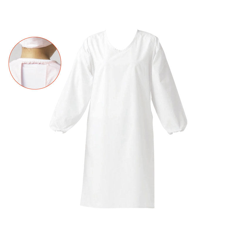 ｳﾙﾄﾗﾄﾞﾗｲｴﾌﾟﾛﾝ 袖付･ｺﾞﾑ E1204-0G ﾎﾜｲﾄ