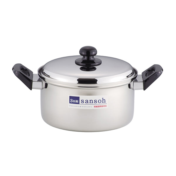 ジュノー三層鋼深型両手鍋22cm