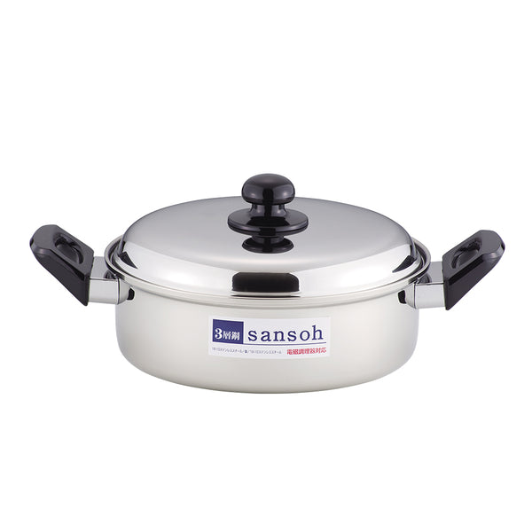 ジュノー三層鋼卓上両手鍋23cm