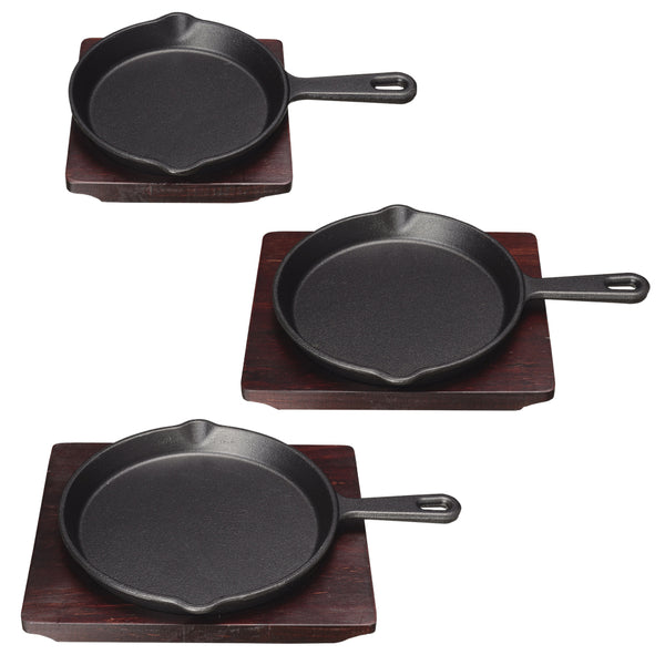 MTI鉄ステーキ皿丸柄付17㎝YY2154