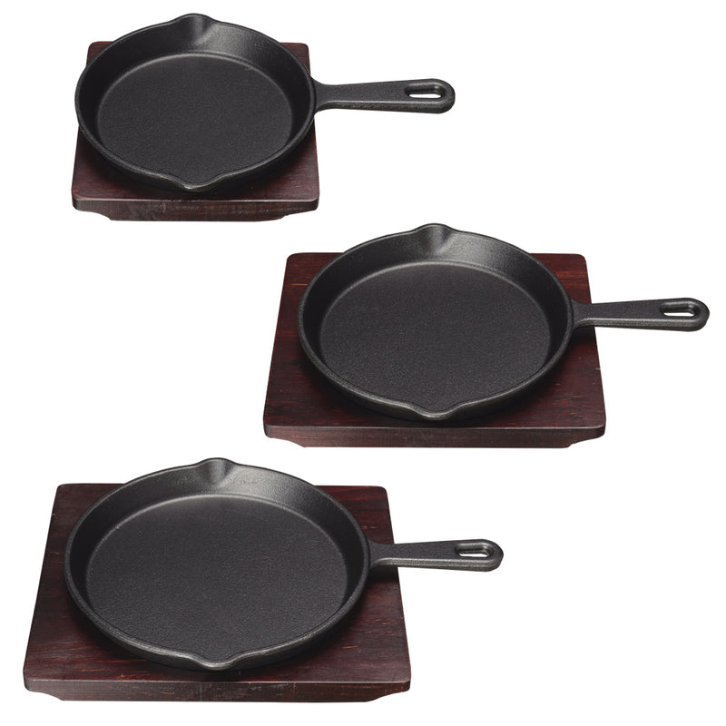 MTI鉄ステーキ皿丸柄付17㎝YY2154