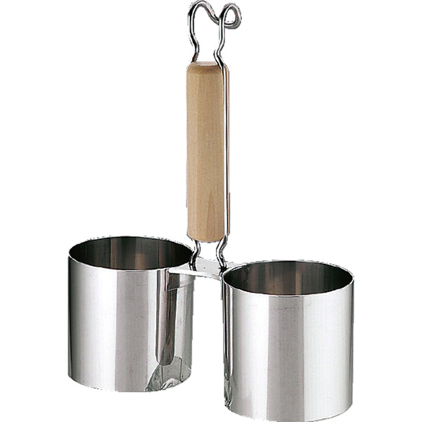 UK18-8木柄かき揚げﾘﾝｸﾞ 穴なし2連