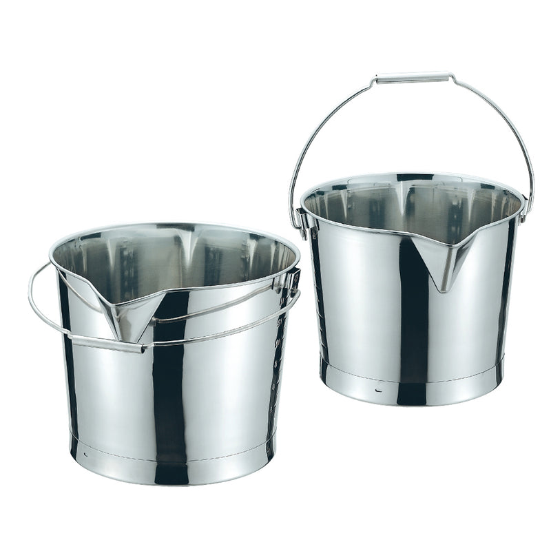 CL18-8口付バケツ(プレス）10Ｌ目盛付共柄取手